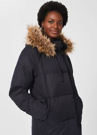 Lexie Puffer Jacket With Hood, Navy, hi-res