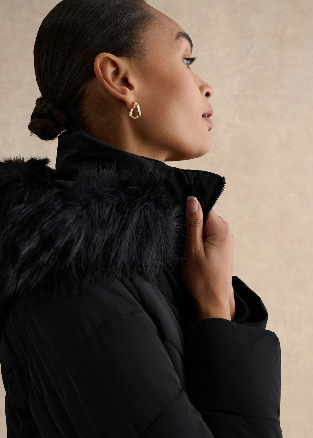 Amalie Puffer Coat, Black, hi-res