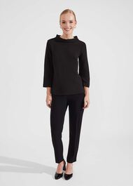 Betsy Textured Top With Cotton , Black, hi-res