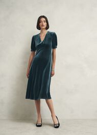 Petite Dormer Velvet Dress, Evergreen, hi-res