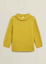 Camilla Cotton Sweater, Gold Chartreuse, hi-res