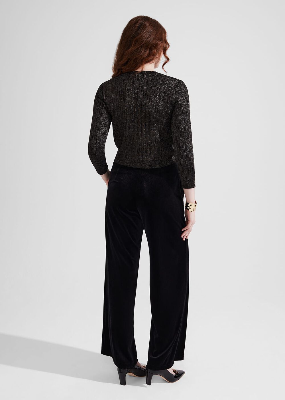Viviene Velvet Pants, Black, hi-res