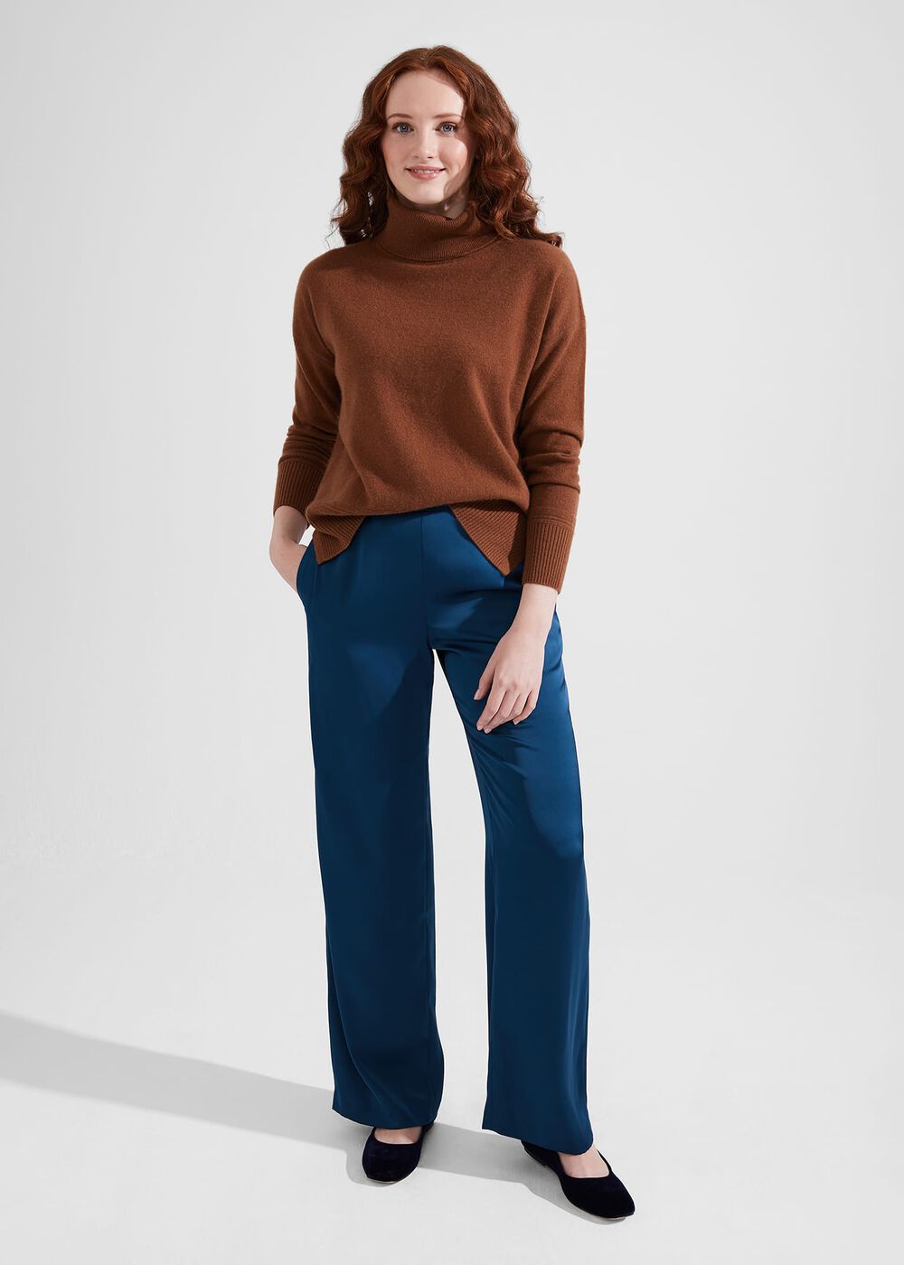 Judith Satin Pants, Steel Blue, hi-res