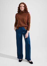 Judith Satin Pants, Steel Blue, hi-res