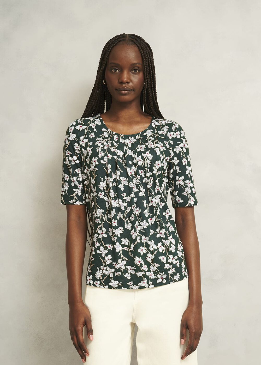 Jacqueline Print Top, Green Ivory, hi-res
