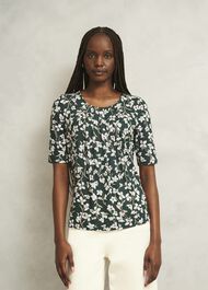 Jacqueline Print Top, Green Ivory, hi-res