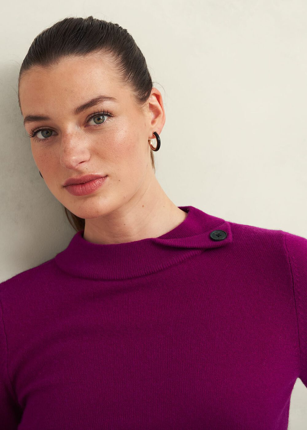 Talia Wool Cashmere Sweater, Dahlia Purple, hi-res