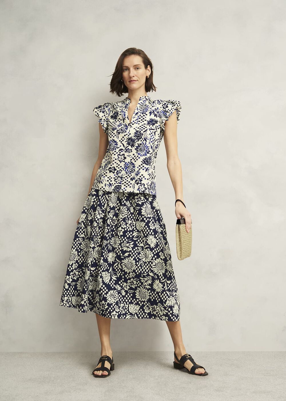Rousham Cotton Top, Cream Navy, hi-res