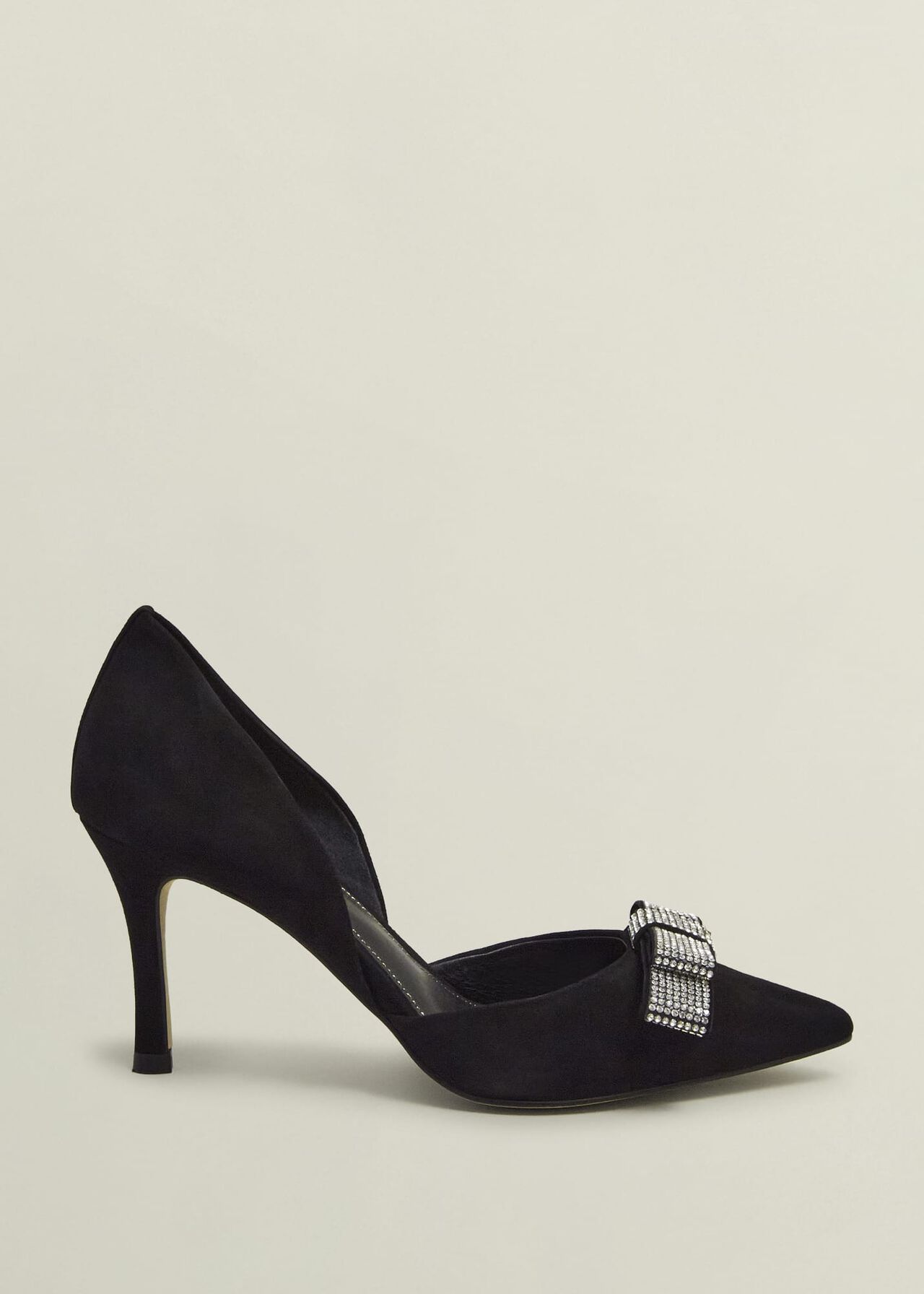 Elva Jewelled Bow Courts, Black, hi-res