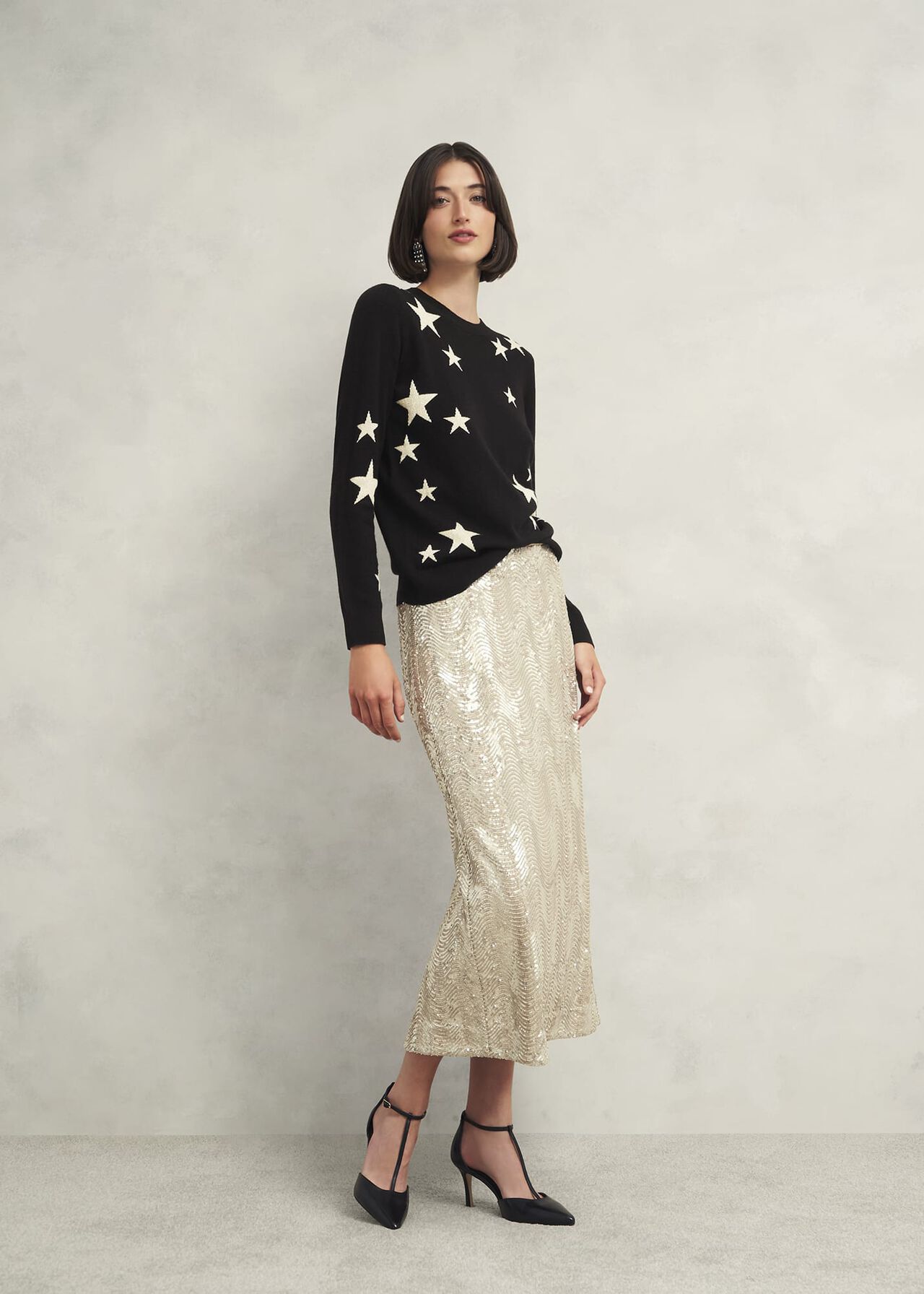 Samira Star Sweater With Cashemre , Black Ivory, hi-res