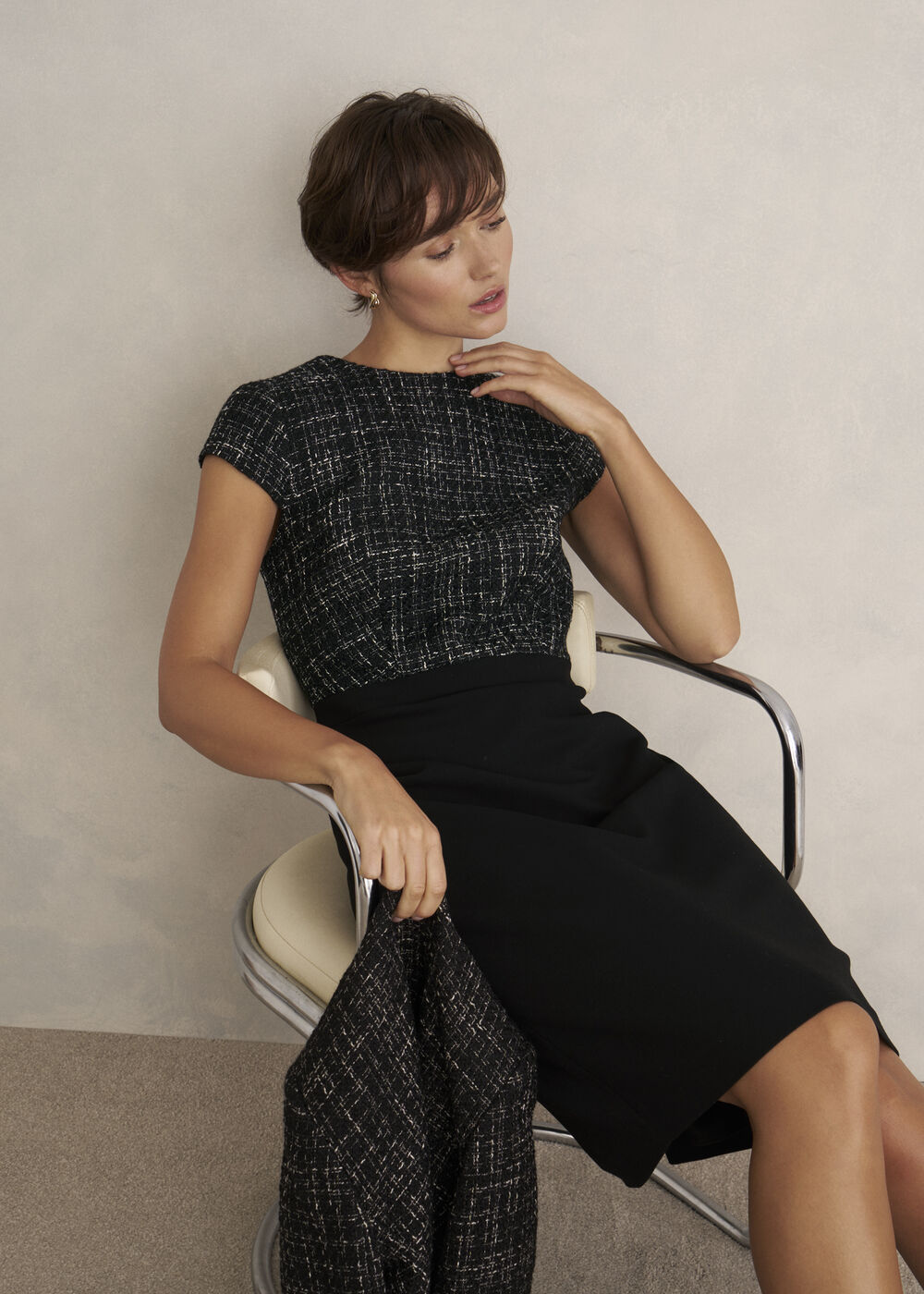 Petite Esme Match Black Dress, Black White, hi-res