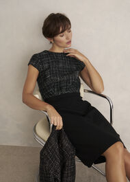 Petite Esme Match Black Dress, Black White, hi-res