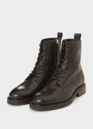 Elena Leather Ankle Boots, Black, hi-res