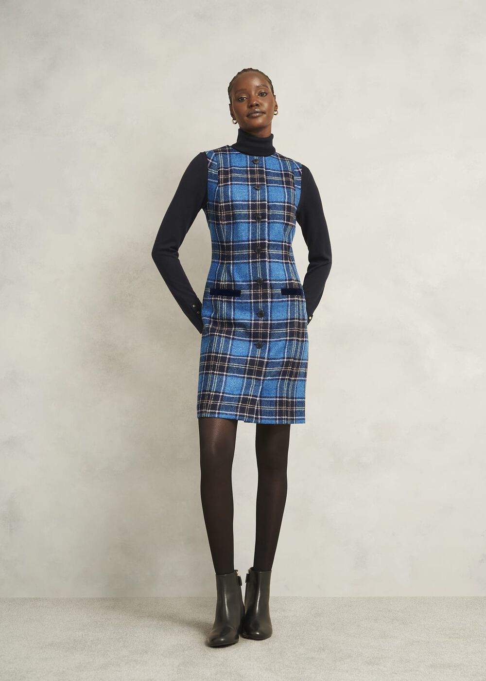 Petite Joella Wool Dress, Blue Multi, hi-res