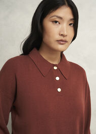 Connie Polo Jumper, Cinnamon Brown, hi-res