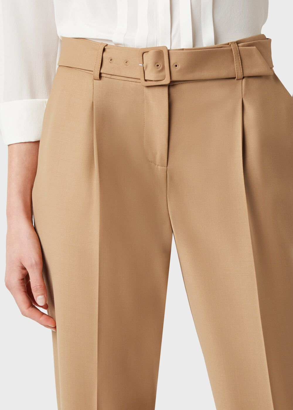 Harrietta Tapered Pants With Wool, Camel, hi-res