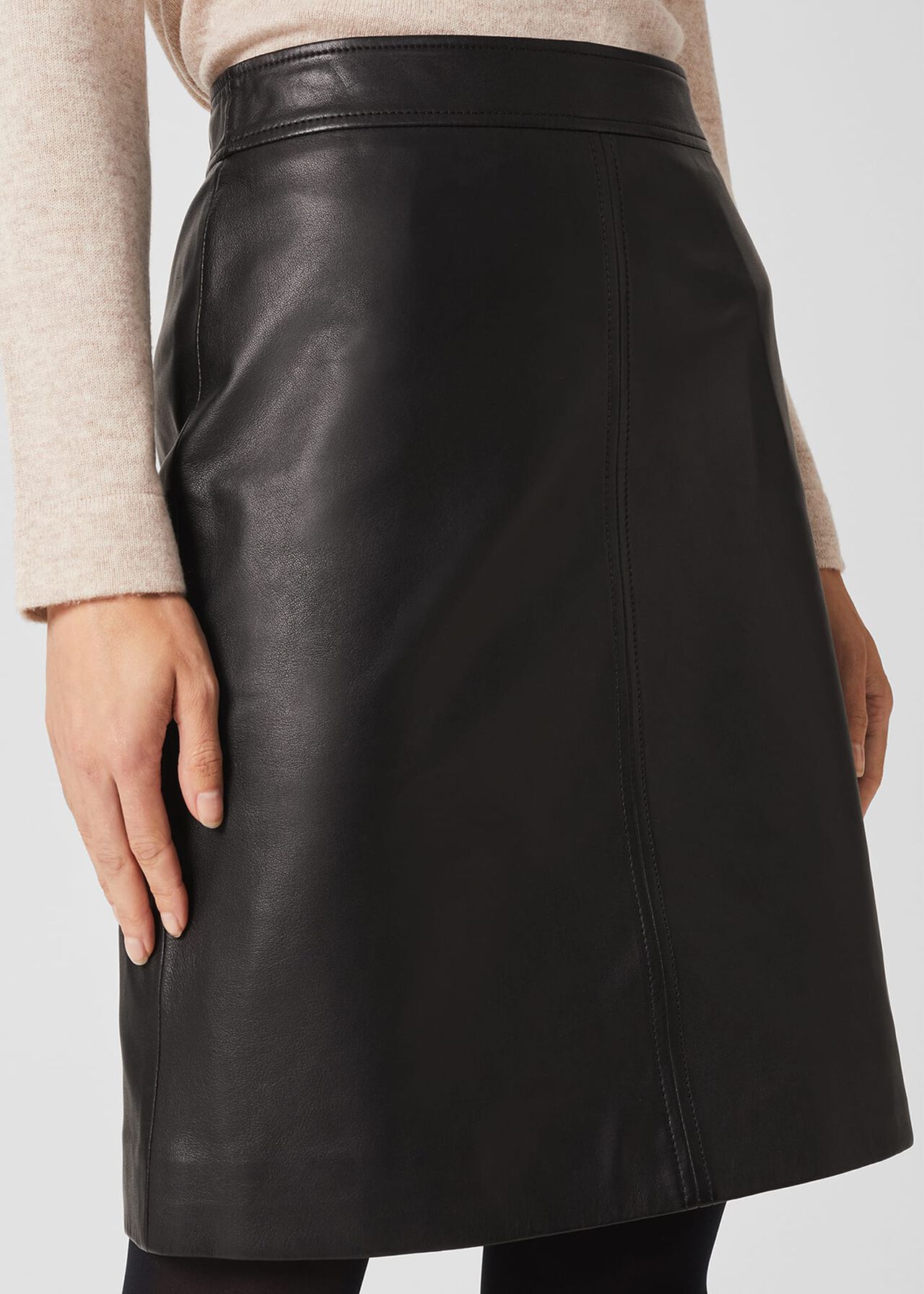 Annalise A Line Leather Skirt