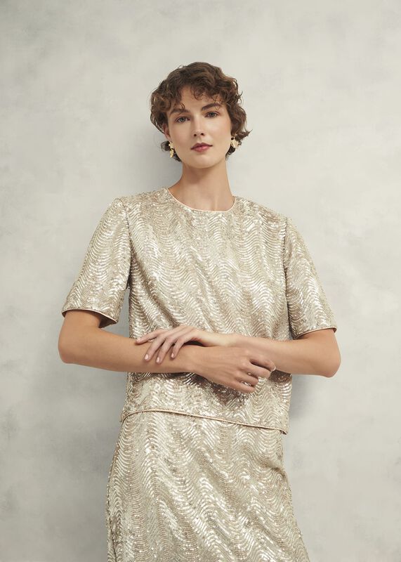 Marlowe Sequin Top, Silver Marlowe Sequin Top
