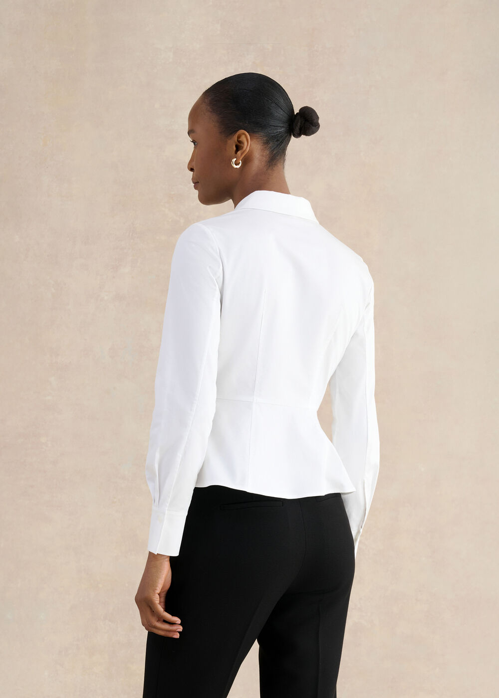 Giulia Peplum Shirt, White, hi-res