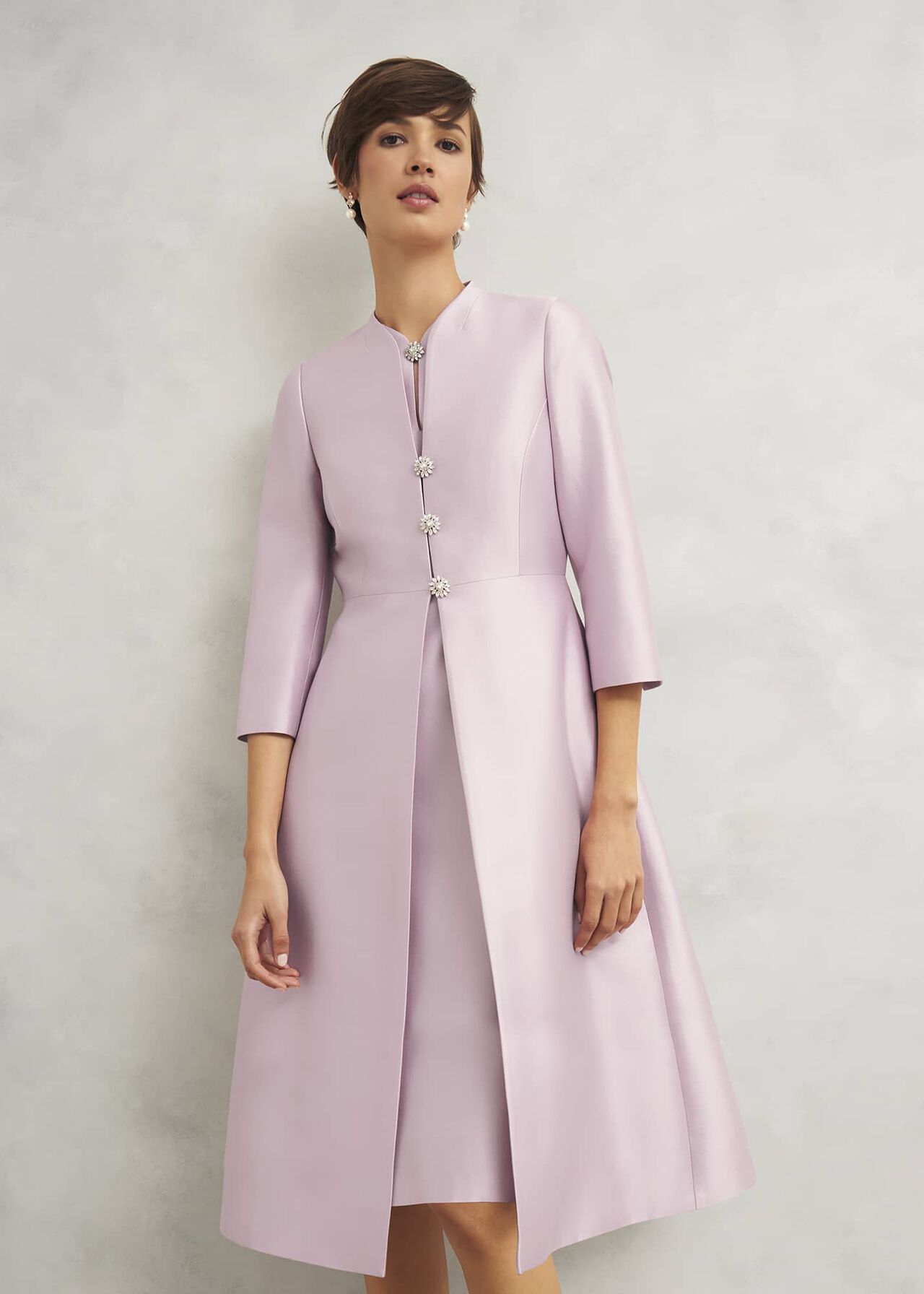 Rhea Wool Silk Coat, Soft Petal Pink, hi-res
