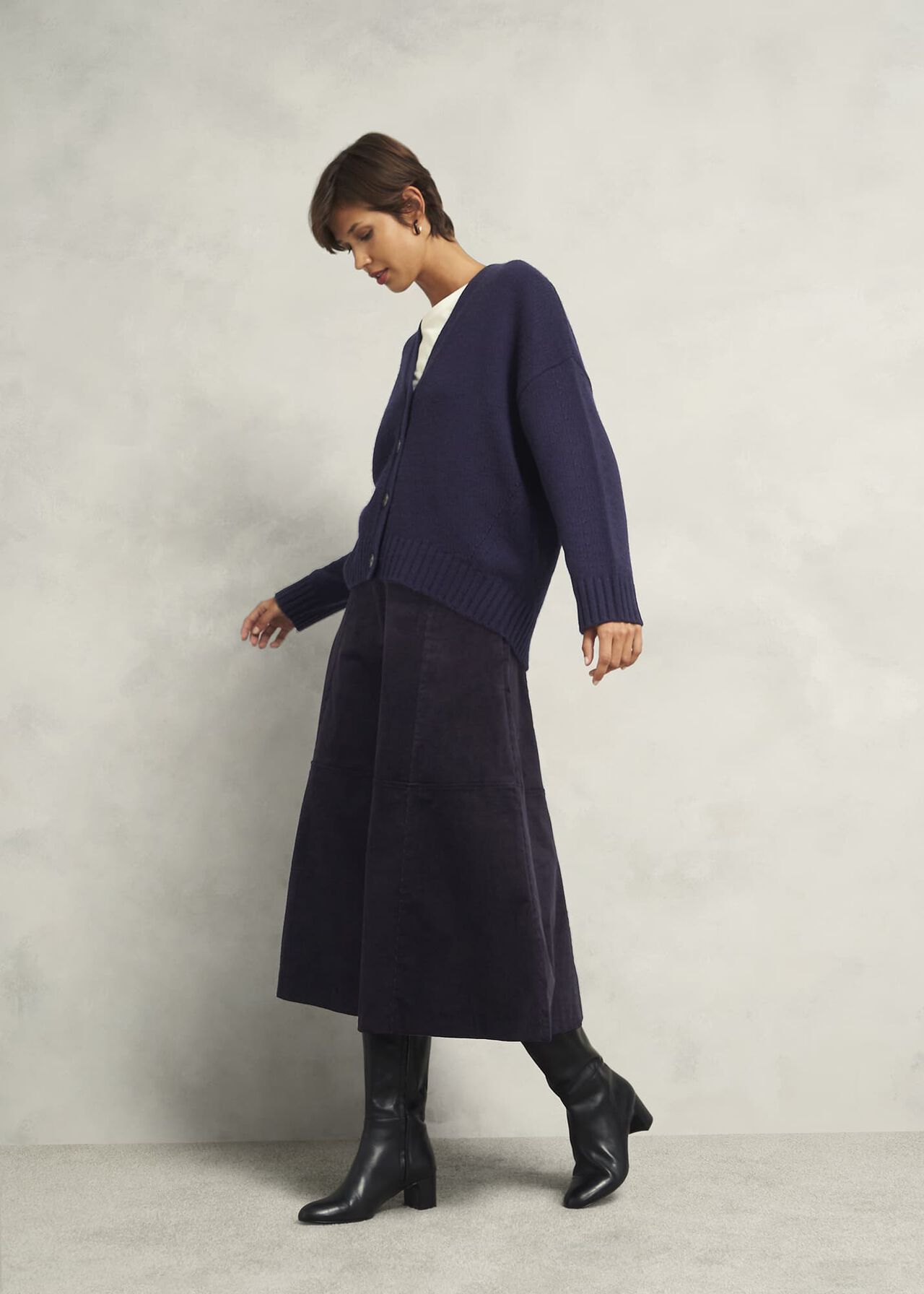 Clifton Cord Skirt, Navy, hi-res