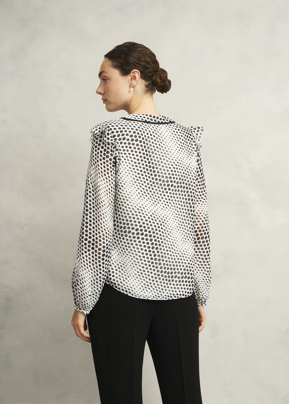 Rosana Ruffle Top, Cream Black, hi-res