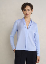 Claire V neck Top, Lavender Blue, hi-res