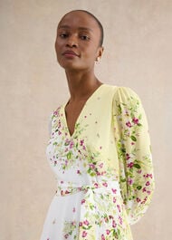 Ariel Floral Silk Dress, Yellow Multi, hi-res