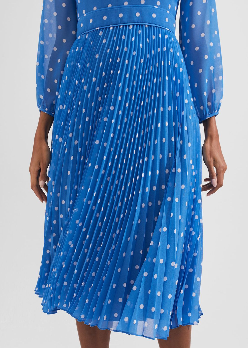 Selena Spot Fit And Flare Dress, Blue Ivory, hi-res