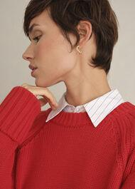 Sukey Cotton Sweater, Pepper Red, hi-res