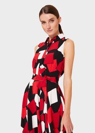 Belinda Geometric Fit And Flare Dress, Red Multi, hi-res