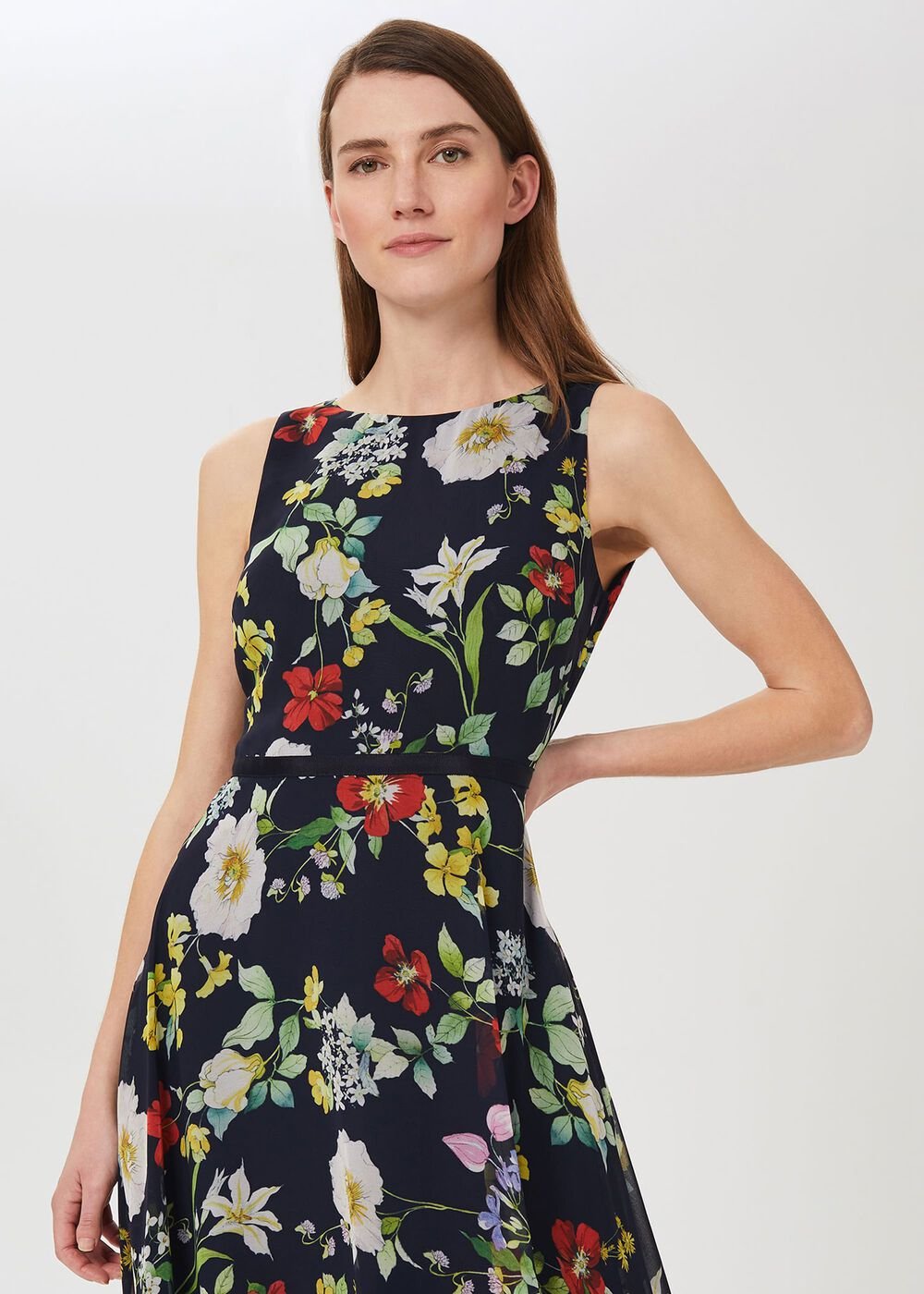 Petite Carly Floral Midi Dress, Midnight Multi, hi-res