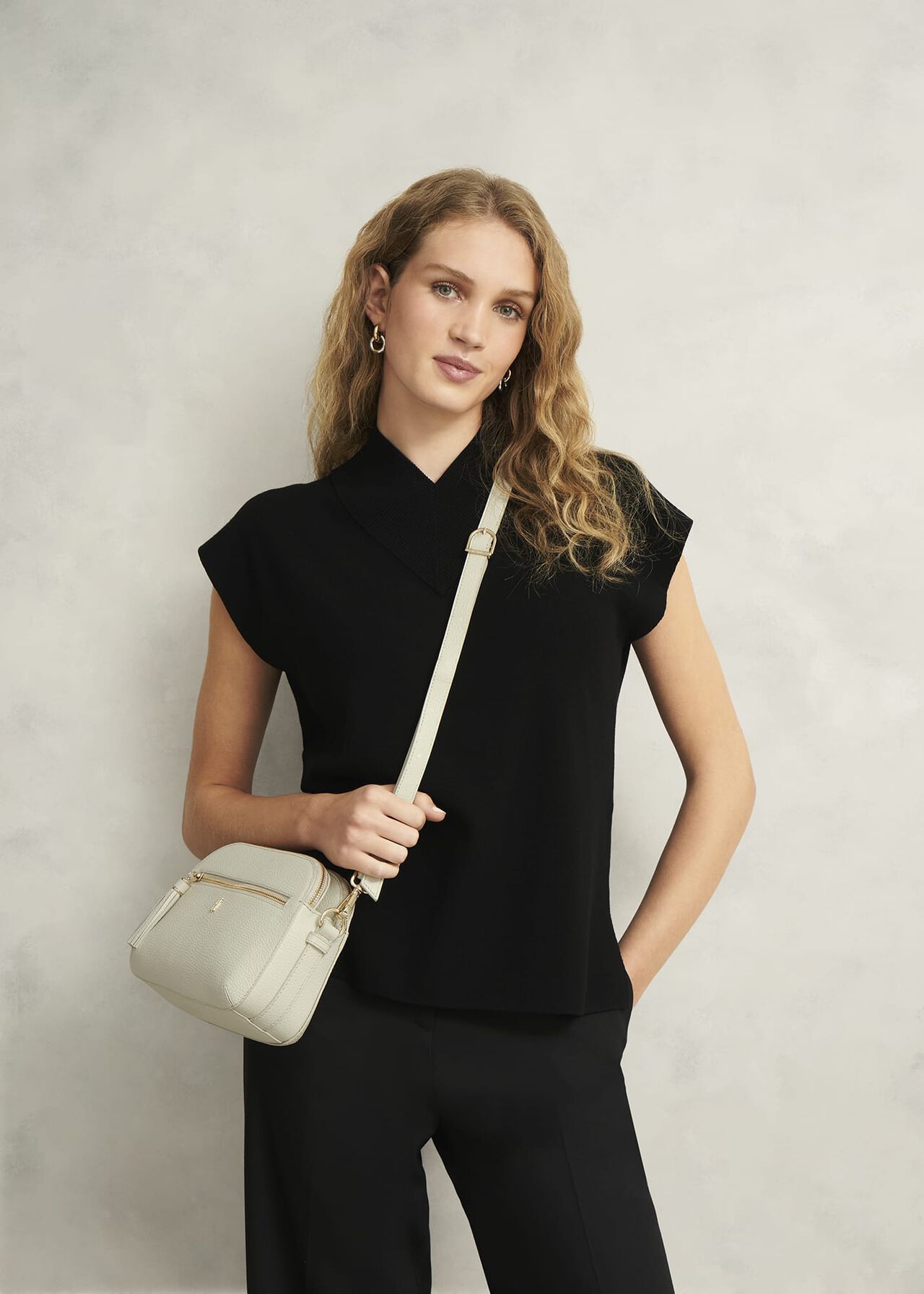 Carlton Leather Crossbody Bag, Chalk Beige, hi-res
