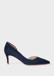 Selena Suede D'Orsay Court Shoes, Navy, hi-res