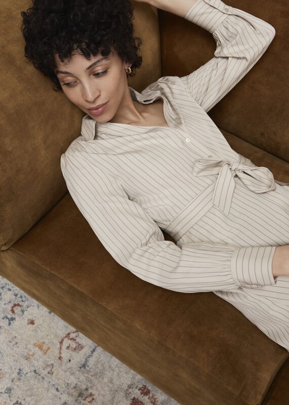 Neutral Eleanor Stripe Shirt Dress