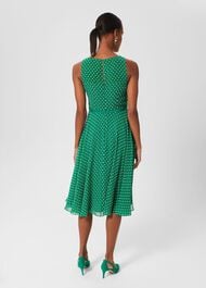 Della Spot Fit And Flare Dress, Green Ivory, hi-res