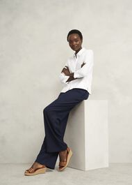 Nita Linen Shirt, White, hi-res