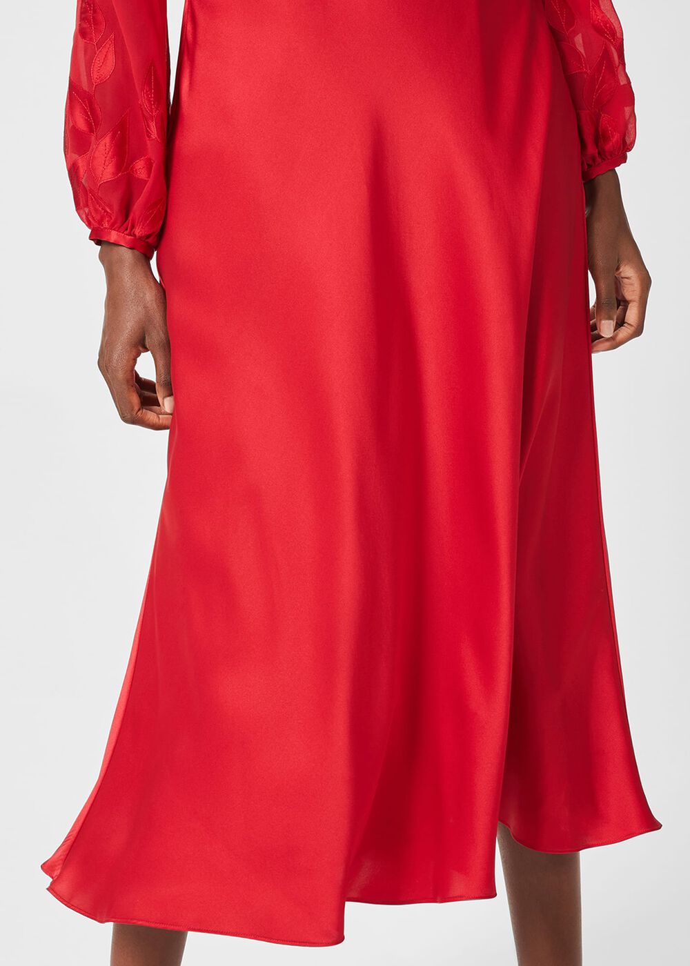 Lenora Silk Fit And Flare Dress, Poppy Red, hi-res