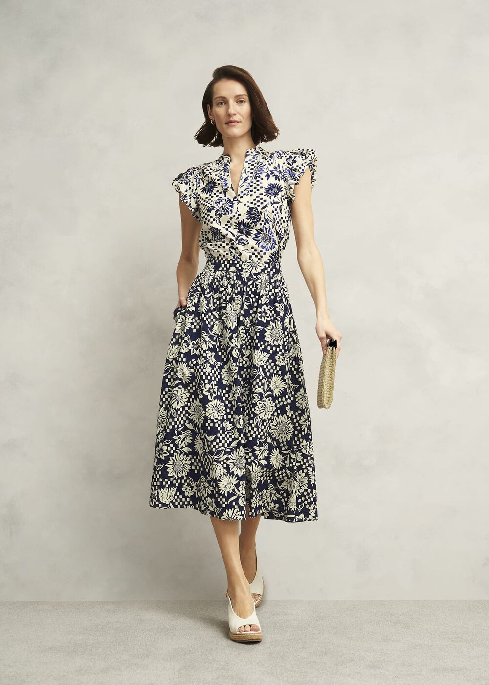 Rousham Cotton Top, Cream Navy, hi-res