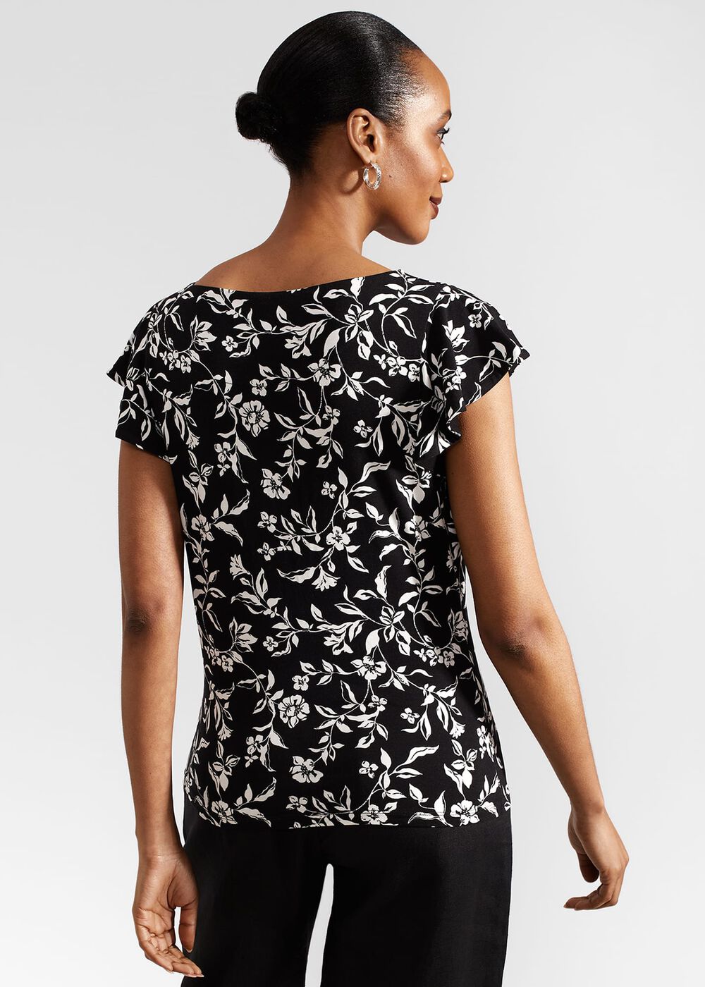 Nessie Printed Top, Black Ivory, hi-res
