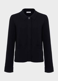Dawn Cotton Wool Knitted Jacket, Black, hi-res