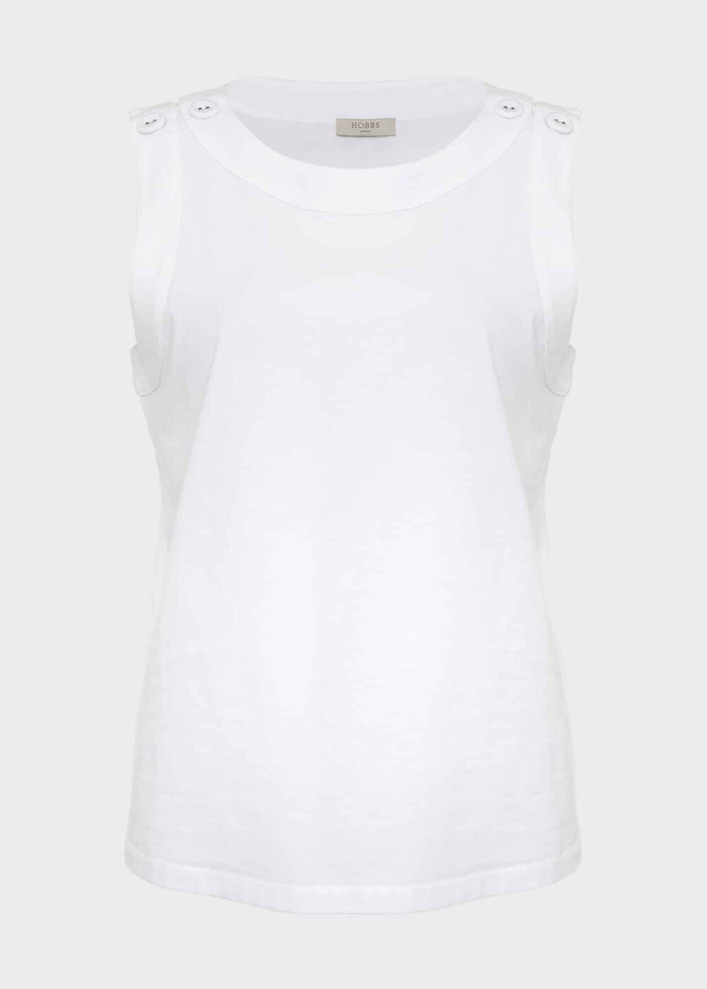 Maddy Cotton Sleeveless Top, White, hi-res