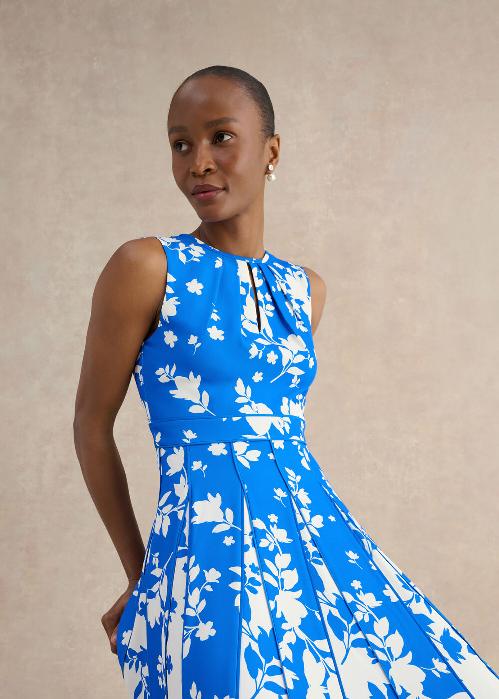 Angelica Floral Dress, Blue Cream, hi-res