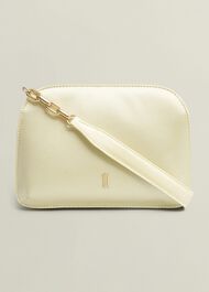 Milan Satin Clutch Bag, Pale Yellow, hi-res