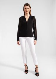 Talisa Frill Neck Top, Black, hi-res