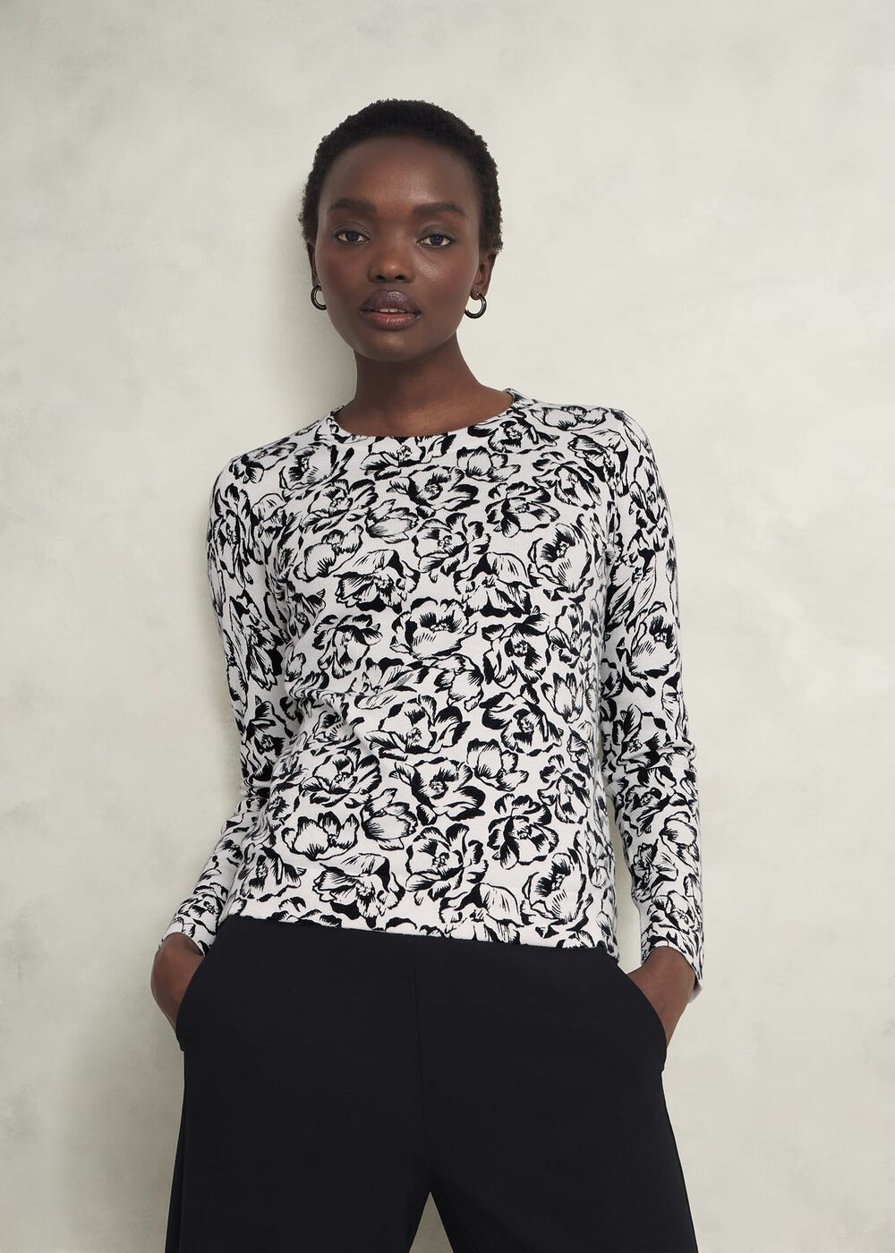 Harlow Sweater With Wool, Ivory Black, hi-res