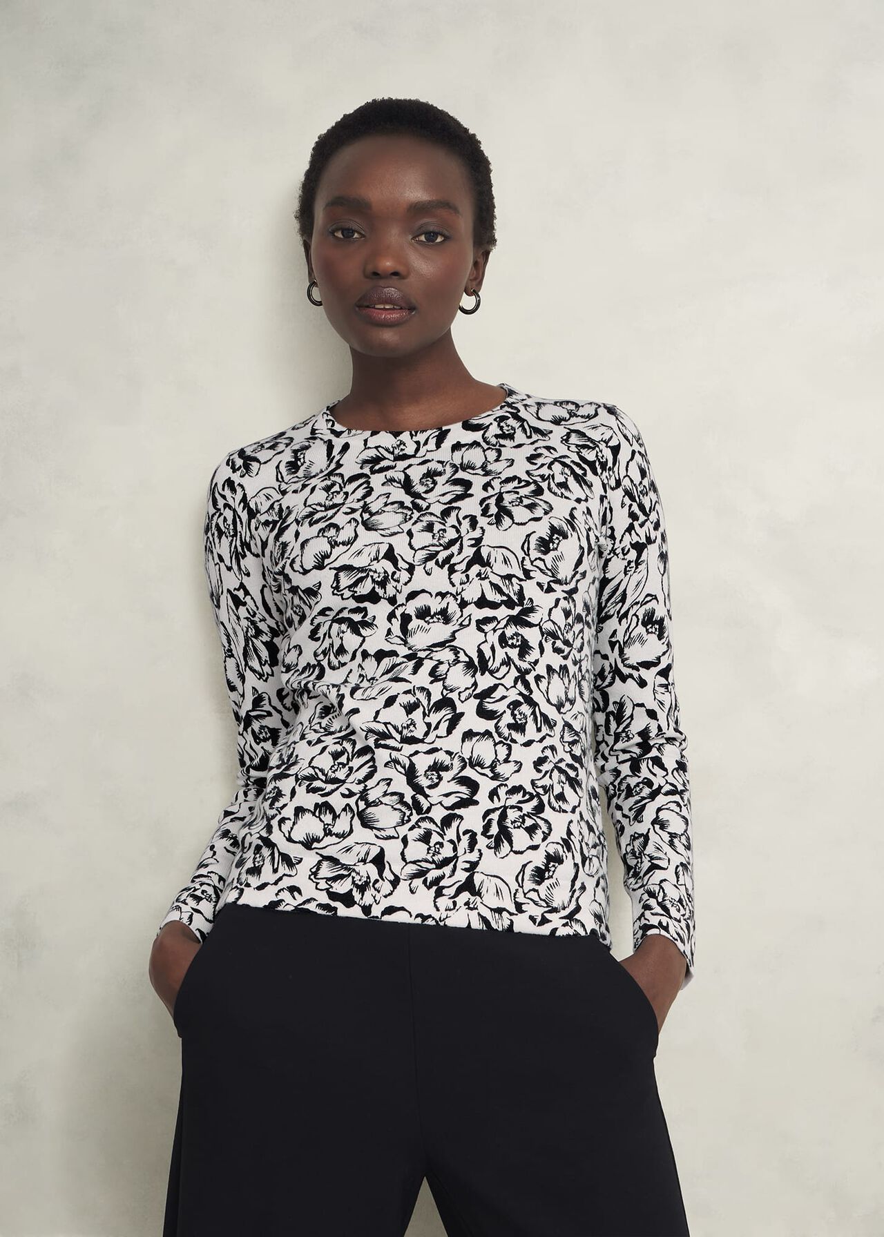 Harlow Sweater With Wool, Ivory Black, hi-res