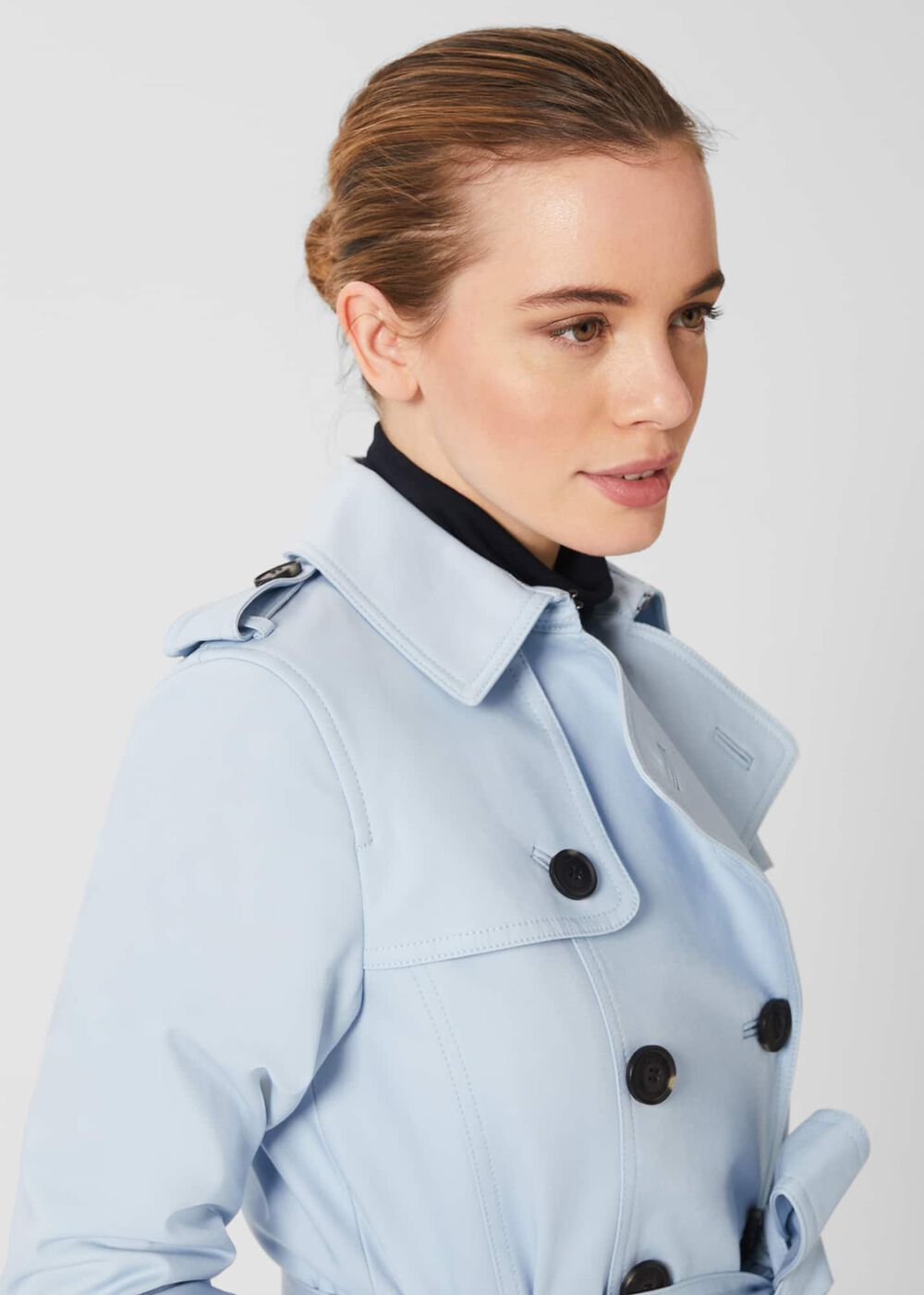Petite Saskia Shower Resistant Trench Coat, Pale Blue, hi-res