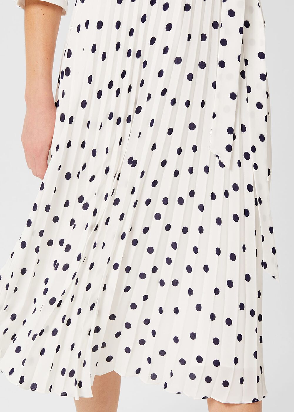Leona Spot Midi Dress, Ivory Navy, hi-res