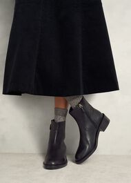 Georgie Leather Ankle Boots, Black, hi-res